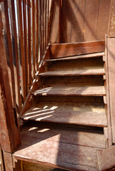 wooden stairs of the house in the neighborhood
