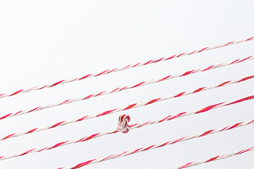 Knot on Straight rope in white background and copy space on top