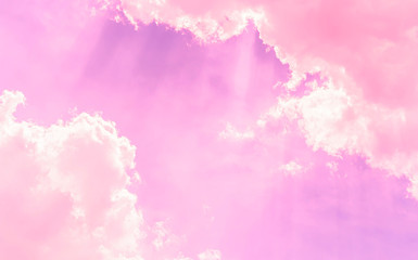 sunshine light with soft clouds in pink color sky