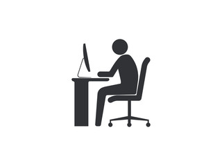 Work at home icon. Vector illustration, flat design.