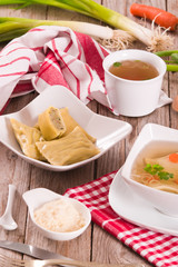 Maultaschen - swabian filled pasta ( ravioli ).
