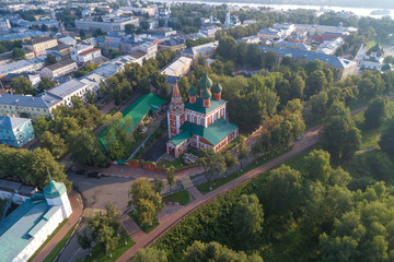 Church of St. Michael the Archangel in the cityscape on a July morning. Yaroslavl, Golden Ring of Russia