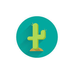 Obraz premium cactus icon. desert cactus colorful flat icon with shadow. cactus flat icon