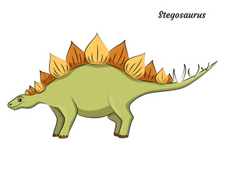 Cute cartoon stegosaurus dino character. Vector isolated