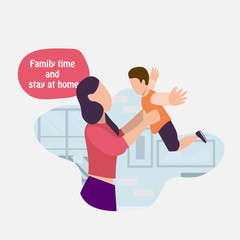 Stay at the home concept from coronavirus outbreak pandemic flat design concept