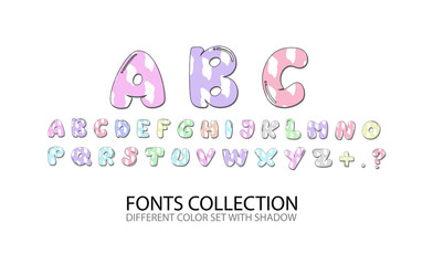 Cartoon colorful font for children. creative paint alphabet.set of kids vector illustration.