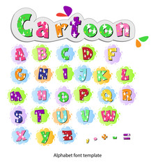 Cartoon colorful font for children. creative paint alphabet.set of kids vector illustration.