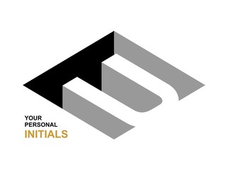 Obraz premium Isometric letter U. Template for creating logos, emblems, monograms. Black and white . 3D art symbol. Vector