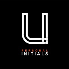 Capital letter U. Created from interwoven white stripes with shadows on a black background. Template for creating logo, emblems, monograms, personal initials, corporate identity. Vector