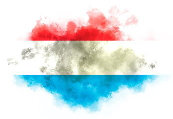 Luxembourg flag performed from color smoke on the white background. Abstract symbol.