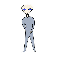 aliens isolated on white background, vector, hand-drawing