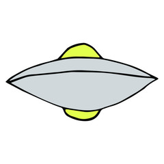 isolated on white background hand drawing ufo, doodle, vector