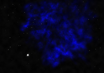 Distant flickering star array and cold cosmic nebula.