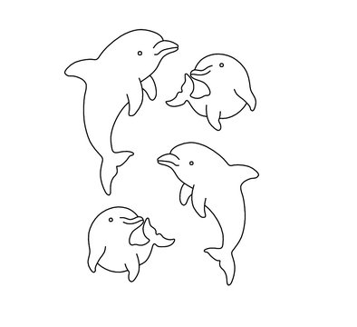 black and white dolphins swimming clip art preview