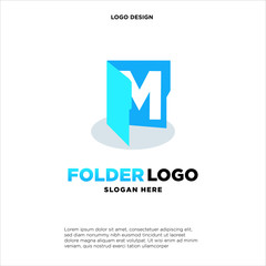 simple and clean illustration logo design initial M chart folder.