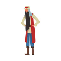 Arab Man, Arabian Fairy Tale Cartoon Character Vector Illustration