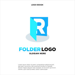 simple and clean illustration logo design initial R chart folder.