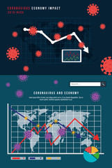 infographic of economy impact by covid 19 vector illustration design