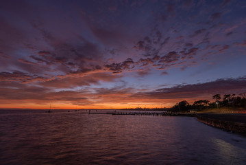 Fototapeta na wymiar water and sunrise view Corinella boat ramp