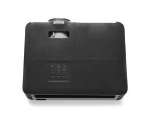 Modern video projector on white background