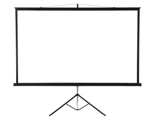 Modern projector screen on white background - obrazy, fototapety, plakaty