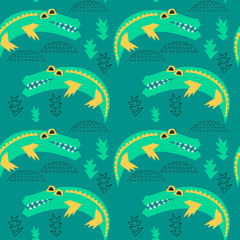 African animal seamless pattern. Crocodile background for children's textiles, Wallpaper and other surfaces