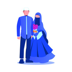 Muslim marriage. Couple wedding. Marriage Illustration Concept Design