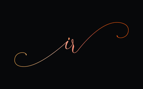 ir or i, r Lowercase Cursive Letter Initial Logo Design, Vector Template