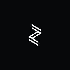 Minimal elegant monogram art logo. Outstanding professional trendy awesome artistic Z ZZ initial based Alphabet icon logo. Premium Business logo White color on black background