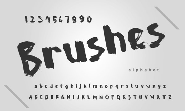 Brush Typography technology electronic digital music future creative font. vector illustraion