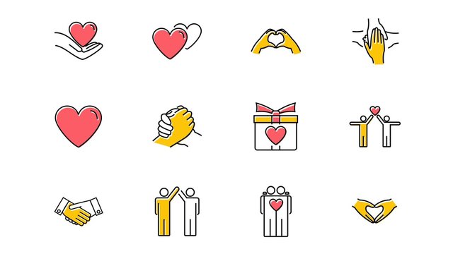 Friendship and love line icons

.Trust handshake, social responsibility icons.vector illustration