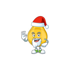 Friendly gold hair serum Santa cartoon character design with ok finger