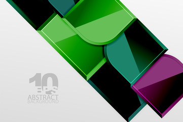 Obraz premium Glossy glass squares with round elements geometric composition. Abstract geometric background with 3d effect composition For Wallpaper, Banner, Background, Card, Book Illustration, landing page