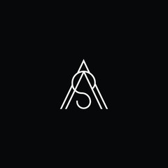 Minimal elegant monogram art logo. Outstanding professional trendy awesome artistic AS SA initial based Alphabet icon logo. Premium Business logo White color on black background
