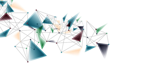 Line points connections, triangular technology design. Abstract geometric background