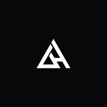 Minimal elegant monogram art logo. Outstanding professional trendy awesome artistic AH HA OH HO initial based Alphabet icon logo. Premium Business logo White color on black background