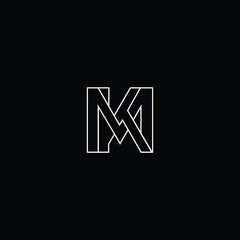 Minimal elegant monogram art logo. Outstanding professional trendy awesome artistic MK KM initial based Alphabet icon logo. Premium Business logo White color on black background