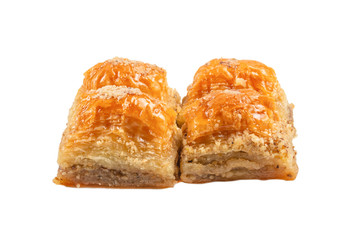Delicious sweet baklava isolated on white background.