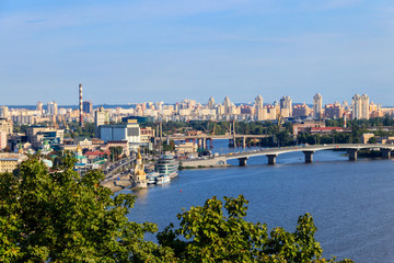 View of the Dnieper river and Kiev cityscape, Ukraine