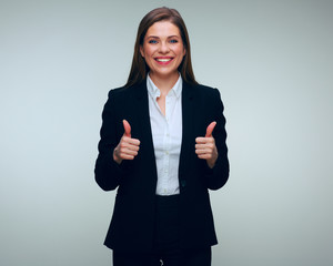 Isolated portrait of happy business woman