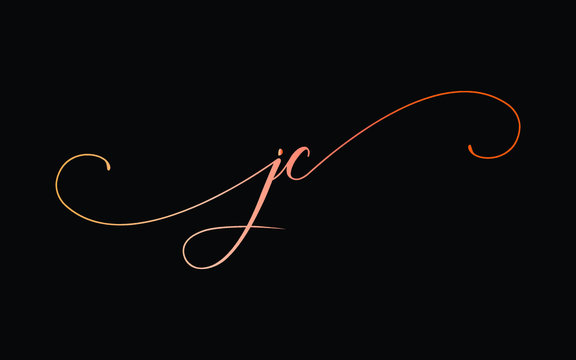 jc or j, c Lowercase Cursive Letter Initial Logo Design, Vector Template