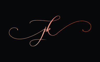 jk or j, k Lowercase Cursive Letter Initial Logo Design, Vector Template