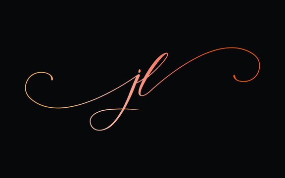 jl or j, l Lowercase Cursive Letter Initial Logo Design, Vector Template