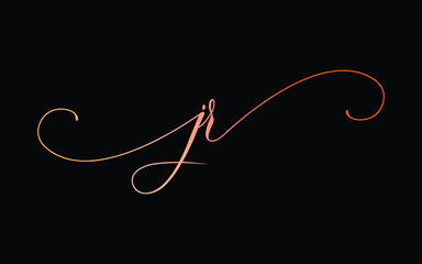 jr or j, r Lowercase Cursive Letter Initial Logo Design, Vector Template