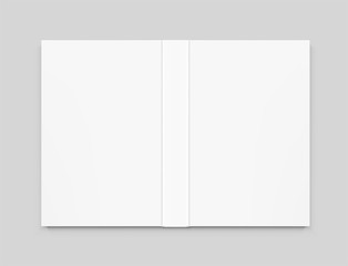 Template of blank cover book on grey background. Vector illustration. It can be used for promo, catalogs, brochures, magazines, etc. Ready for your design. EPS10.