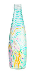 glass painting - hand painted glass bottle isolated on white background