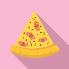 Baked pizza slice icon. Flat illustration of baked pizza slice vector icon for web design