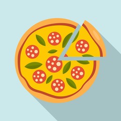 Slice sausage pizza icon. Flat illustration of slice sausage pizza vector icon for web design