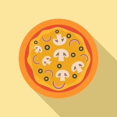 Mushroom olive pizza icon. Flat illustration of mushroom olive pizza vector icon for web design
