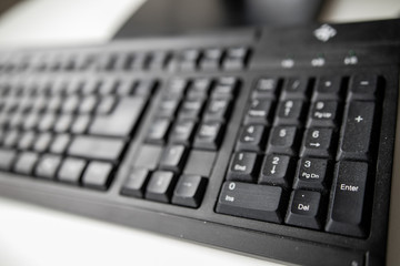 Fototapeta premium Dirty Computer Keyboard Hygiene Unwashed Hands